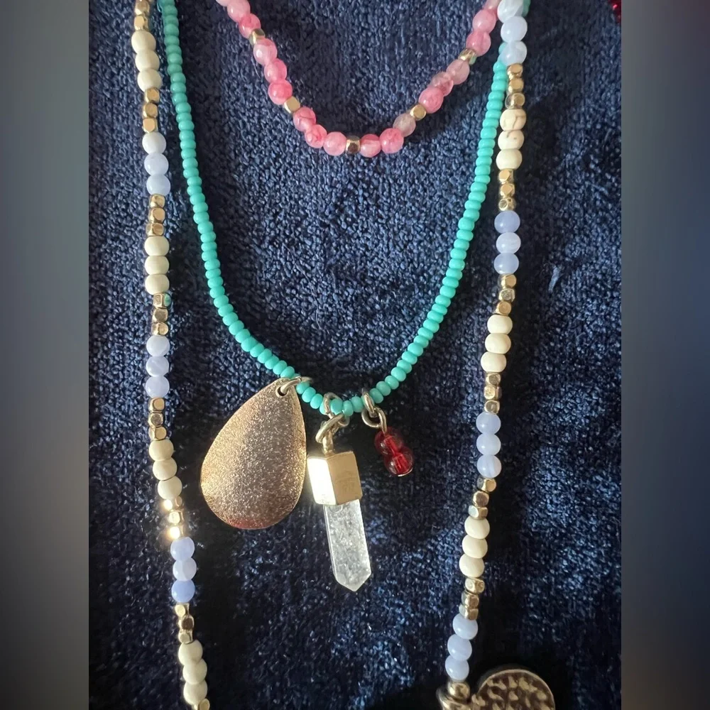 Multicolor Bead and Charms Layered Necklace - Picture 4 of 7